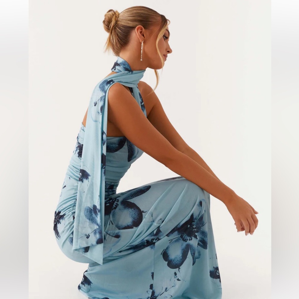 Peppermayo Exclusive - Songbird Maxi Dress - Blue Black Floral, size US 6